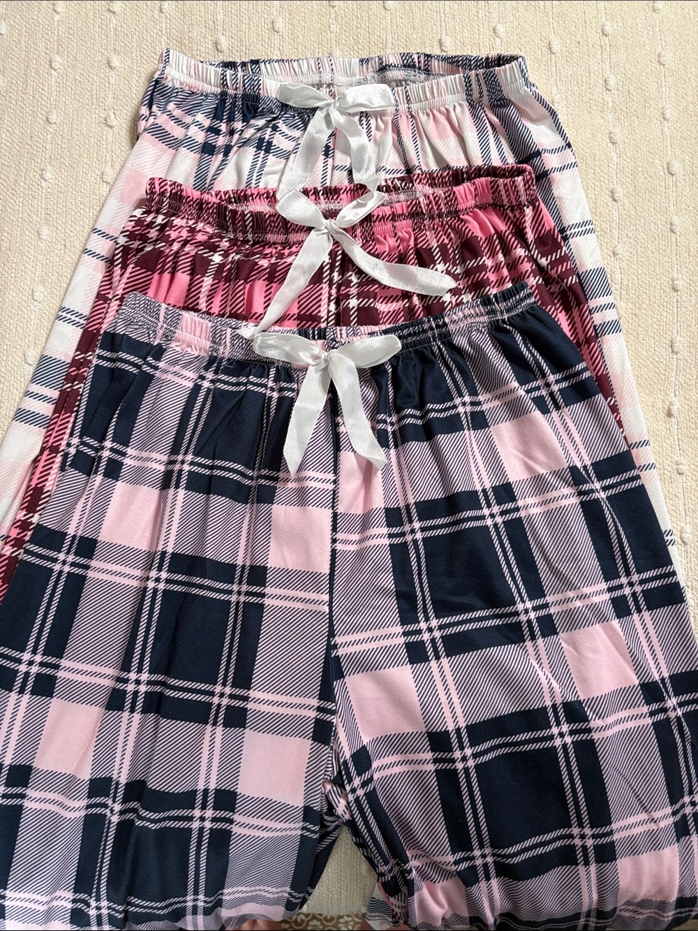 Womens Pink Plaid Pajama pants  - 3-Pack